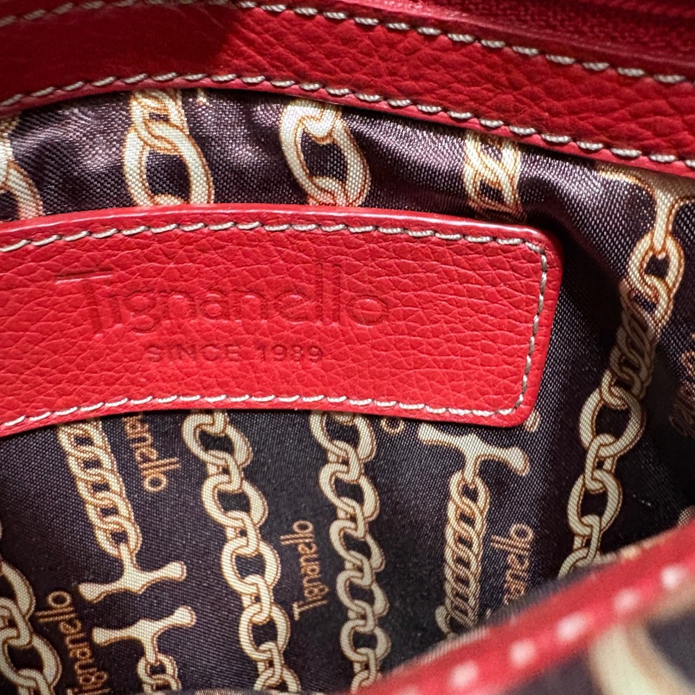 Tignanello Red Leather‎ Crossbody Bag Purse Y2K - Picture 10 of 13